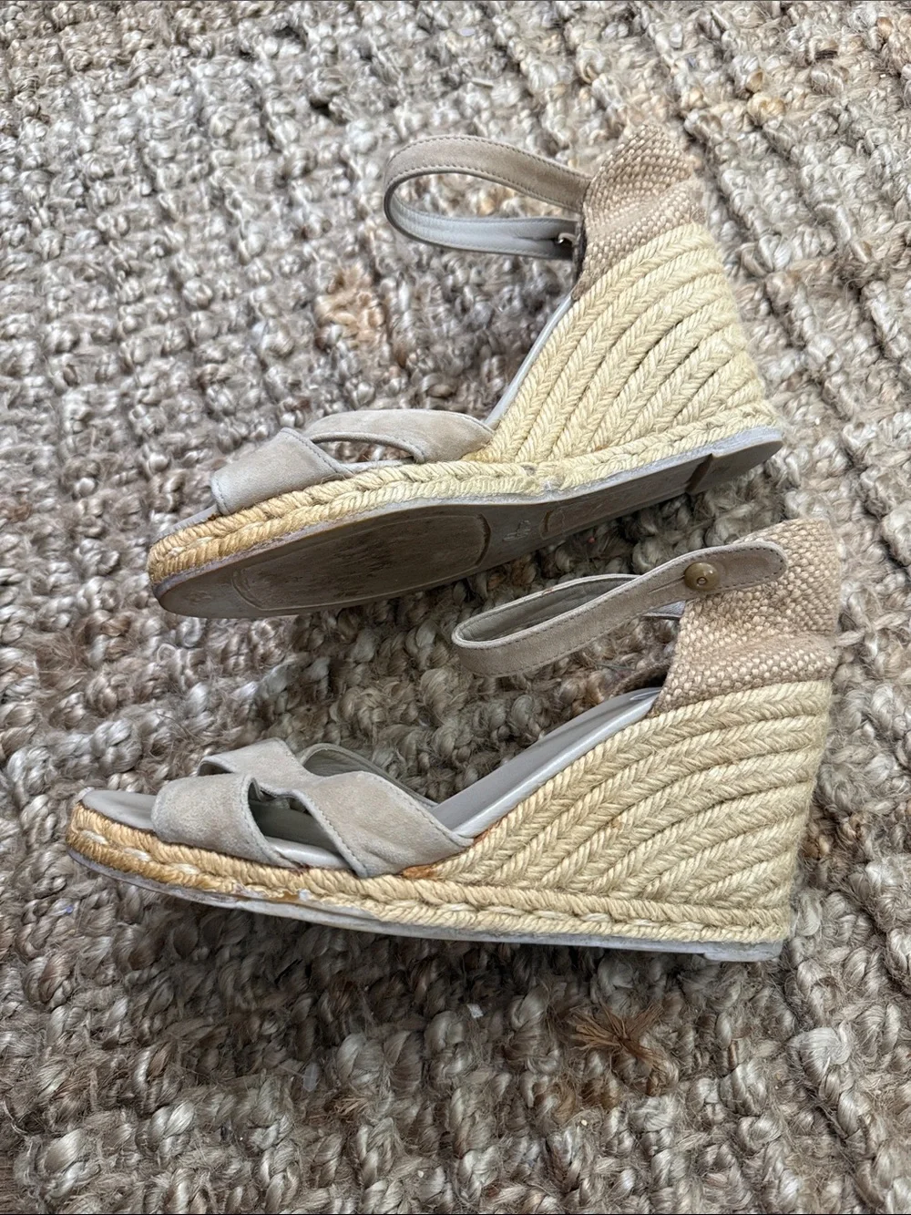 Castaner Neutral Suede Espadrille Wedge Sandals